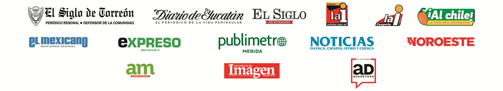Periódicos asociados: 'El Siglo de Torreón', 'Diario de Yucatán', 'El Imparcial', 'La Crónica', 'El Siglo de Durango', 'Frontera', 'La i'